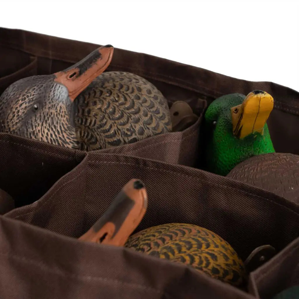 Protect your decoys and keep cords and weights separate with the Hard Core 12-slot bag. Durable, reinforced construction ensures your decoys will be protected for years of use. This bag also features bottom grommets for drainage and air circulation An adj