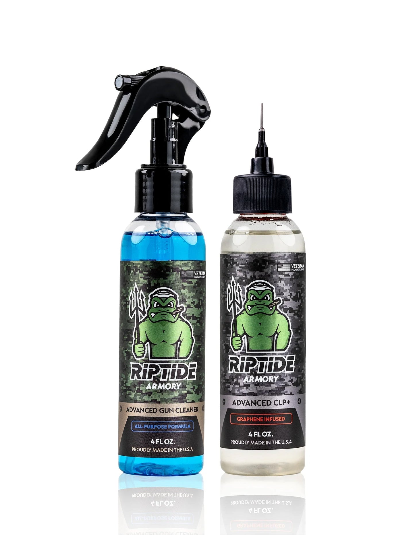 Riptide Armory Advanced Gun Cleaner & CLP+ Graphene 4oz 2 Step Kit - Cleans, Lubes, Protects Targeted Long-Lasting Formula - Nano Coat Technology - Veteran Owned & Formulated by Former US Navy Seal MOST ADVANCED FORMULATIONS! This high-performance, 2-step