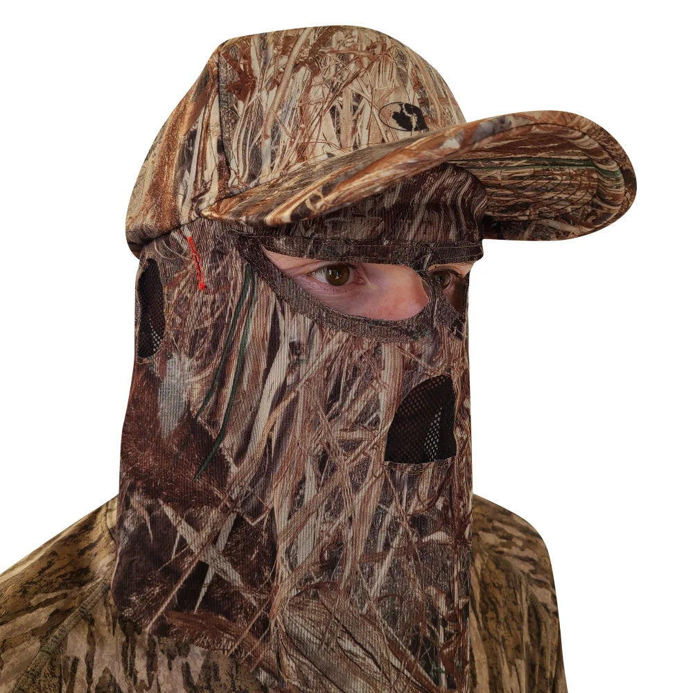 One Size Fits Most SM-XL (Hat size 6 to 8, 54-63cm) Adjustable Velcro Closure Premium Camo Hats w/a Built-in Face MaskQuikCamoThe Fowl Depot2-in-1 FRONT Face Mask and Camo Hat for Duck Hunting