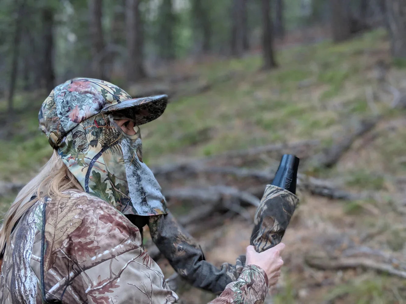 One Size Fits Most SM-XL (Hat size 6 to 8, 54-63cm) Adjustable Velcro Closure Premium Camo Hats w/a Built-in Face MaskQuikCamoThe Fowl Depot2-in-1 FRONT Face Mask and Camo Hat for Duck Hunting