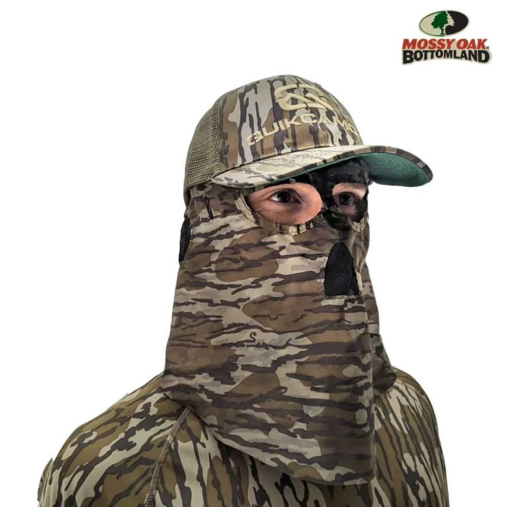 One Size Fits Most SM-XL (Hat size 6 to 8, 54-63cm) Adjustable Velcro Closure Premium Camo Hats w/a Built-in Face MaskQuikCamoThe Fowl Depot2-in-1 FRONT Face Mask and Camo Hat for Duck Hunting