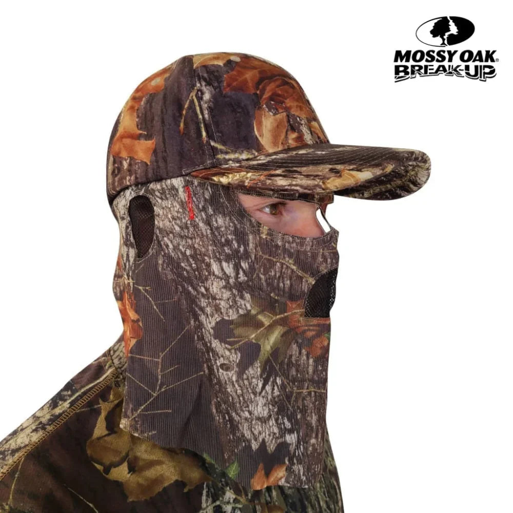 One Size Fits Most SM-XL (Hat size 6 to 8, 54-63cm) Adjustable Velcro Closure Premium Camo Hats w/a Built-in Face MaskQuikCamoThe Fowl Depot2-in-1 FRONT Face Mask and Camo Hat for Duck Hunting