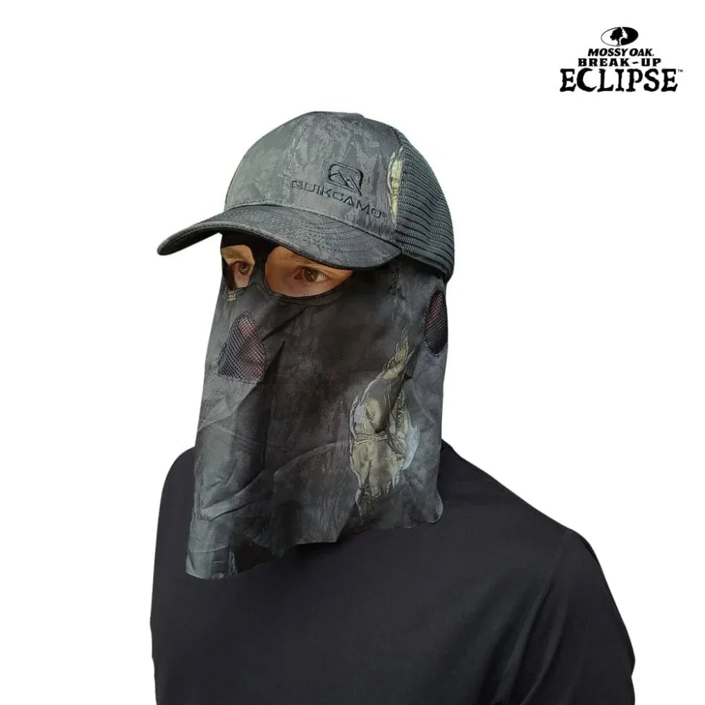 One Size Fits Most SM-XL (Hat size 6 to 8, 54-63cm) Adjustable Velcro Closure Premium Camo Hats w/a Built-in Face MaskQuikCamoThe Fowl Depot2-in-1 FRONT Face Mask and Camo Hat for Duck Hunting