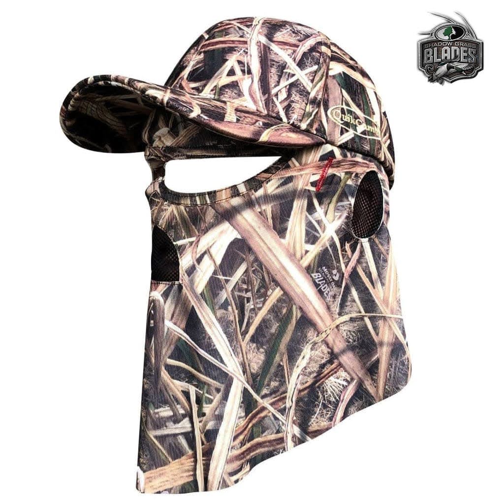 One Size Fits Most SM-XL (Hat size 6 to 8, 54-63cm) Adjustable Velcro Closure Premium Camo Hats w/a Built-in Face MaskQuikCamoThe Fowl Depot2-in-1 FRONT Face Mask and Camo Hat for Duck Hunting