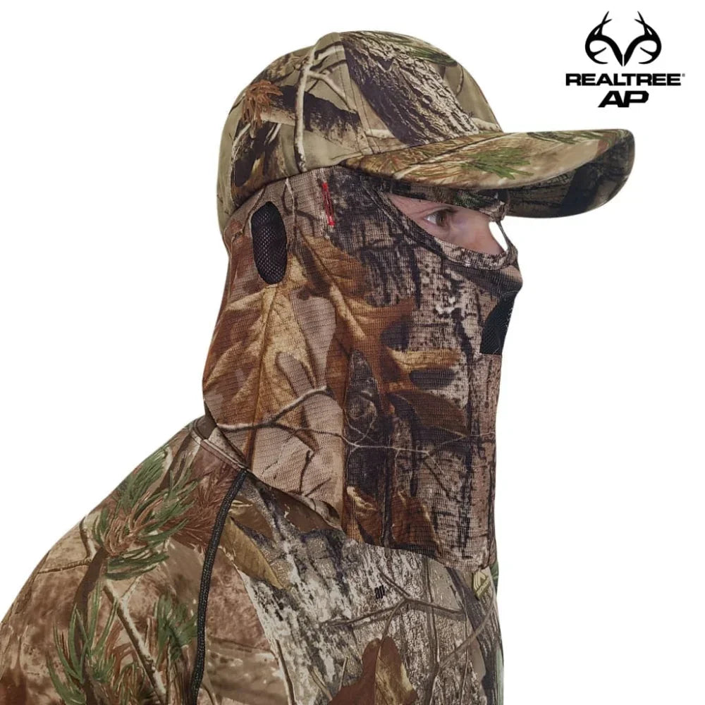 One Size Fits Most SM-XL (Hat size 6 to 8, 54-63cm) Adjustable Velcro Closure Premium Camo Hats w/a Built-in Face MaskQuikCamoThe Fowl Depot2-in-1 FRONT Face Mask and Camo Hat for Duck Hunting