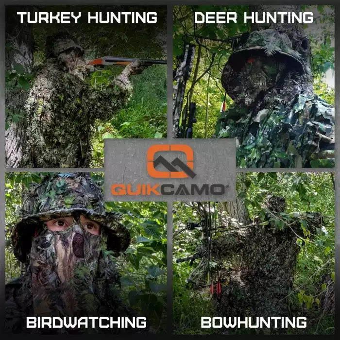 One Size Fits Most SM-XL (Hat size 6 to 8, 54-63cm)Custom Fit with Locking Drawstring Choose From 12 Camo PatternsQuikCamoThe Fowl Depot2-in-1 Leafy Face Mask and Bucket Hat (Adjustable, OSFM)