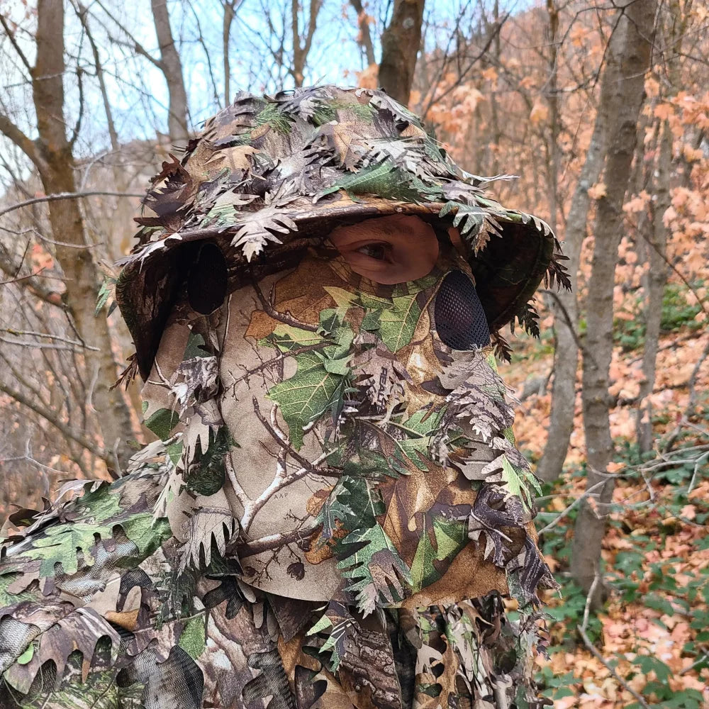 One Size Fits Most SM-XL (Hat size 6 to 8, 54-63cm)Custom Fit with Locking Drawstring Choose From 12 Camo PatternsQuikCamoThe Fowl Depot2-in-1 Leafy Face Mask and Bucket Hat (Adjustable, OSFM)