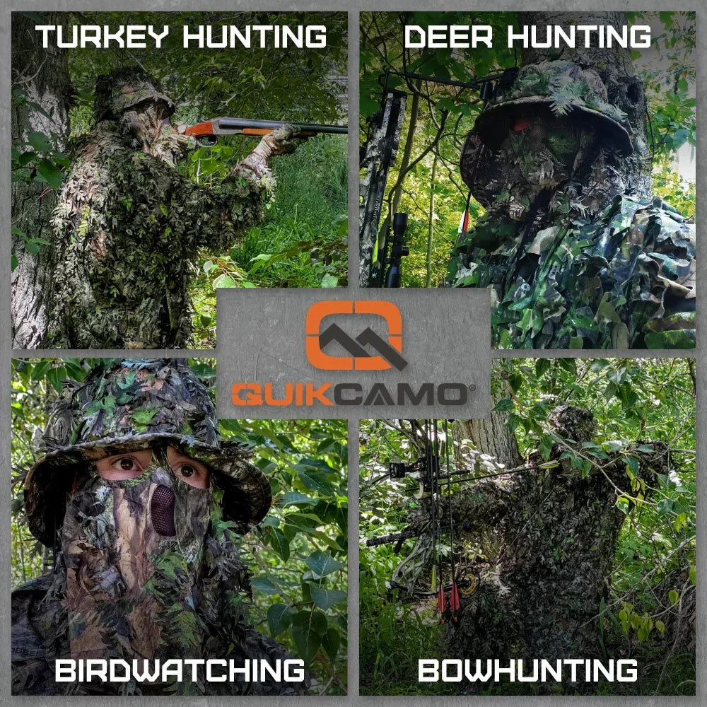 One Size Fits Most SM-XL (Hat size 6 to 8, 54-63cm)Custom Fit with Locking Drawstring Choose From 12 Camo PatternsQuikCamoThe Fowl Depot2-in-1 Leafy Face Mask and Bucket Hat (Adjustable, OSFM)