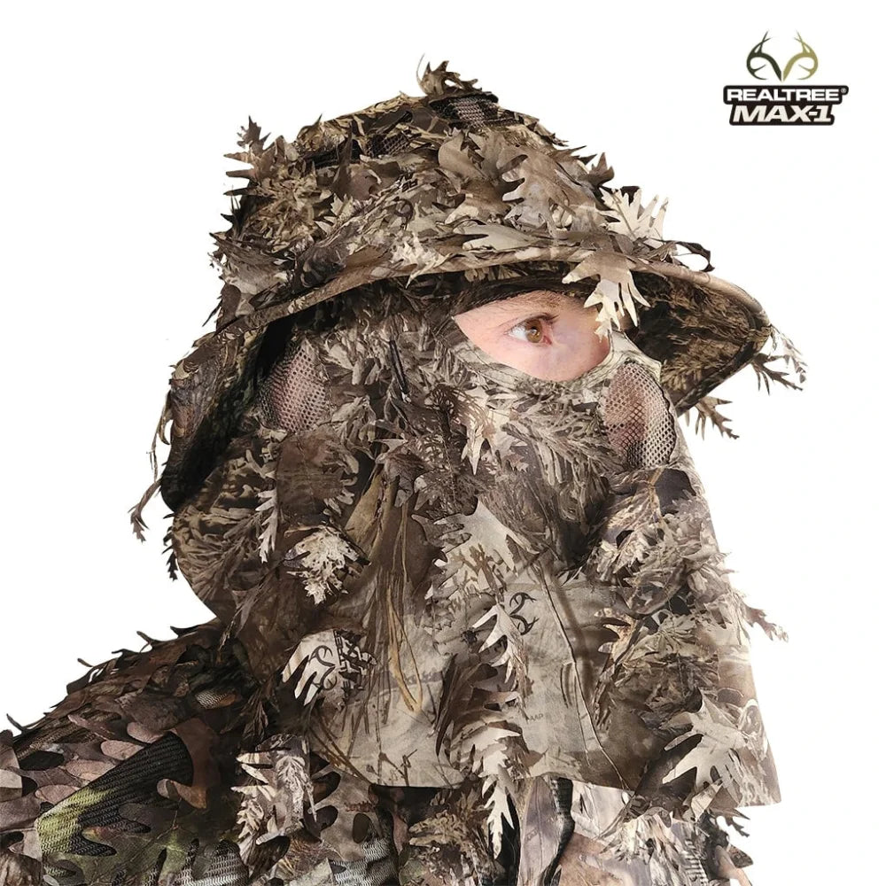 One Size Fits Most SM-XL (Hat size 6 to 8, 54-63cm)Custom Fit with Locking Drawstring Choose From 12 Camo PatternsQuikCamoThe Fowl Depot2-in-1 Leafy Face Mask and Bucket Hat (Adjustable, OSFM)