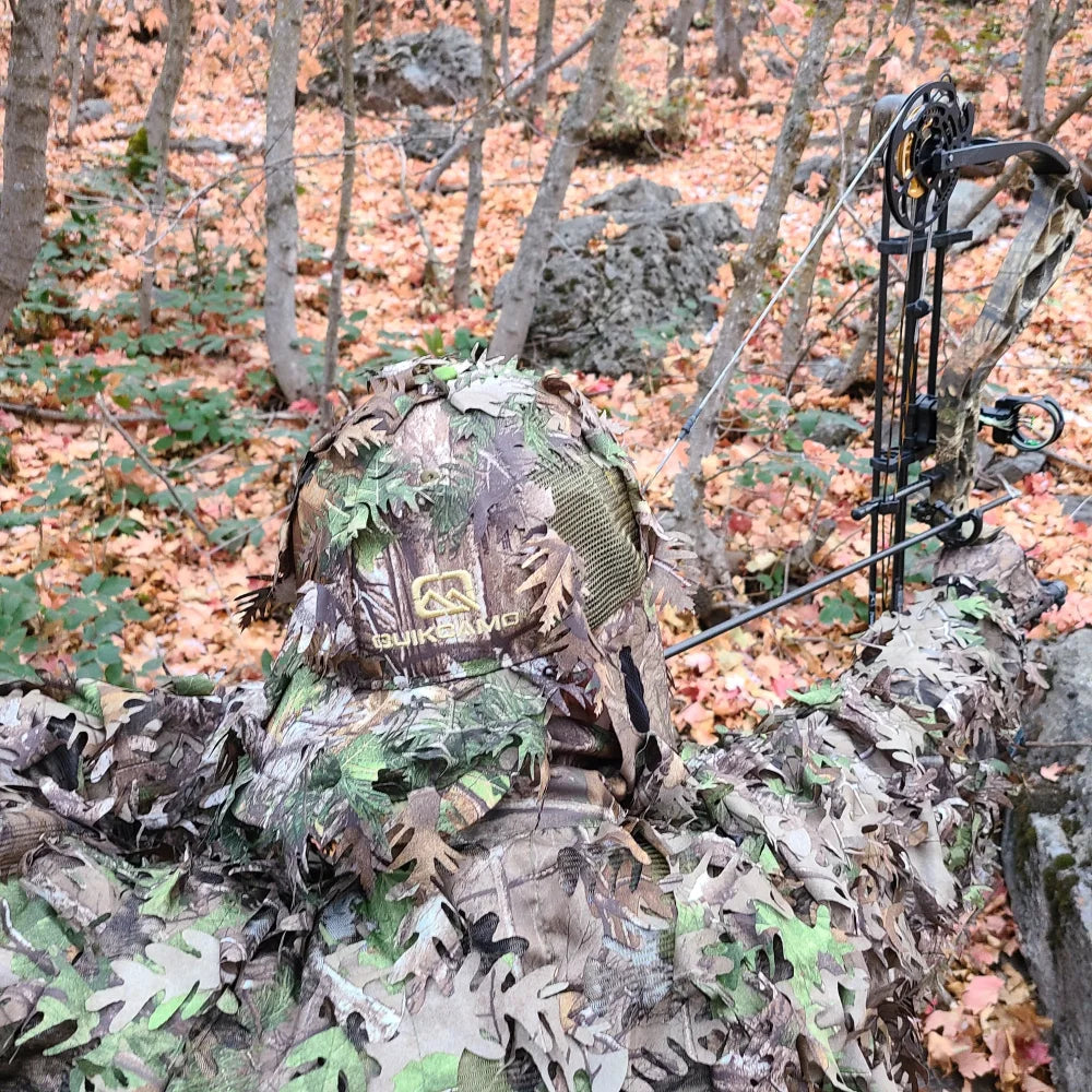 Double Check Your Head Size and Camo Pattern Selection Mask Drops From BACK/REAR of the HatQuikCamoThe Fowl Depot2-in-1 REAR Leafy Face Mask and Camo Hat (Fitted)
