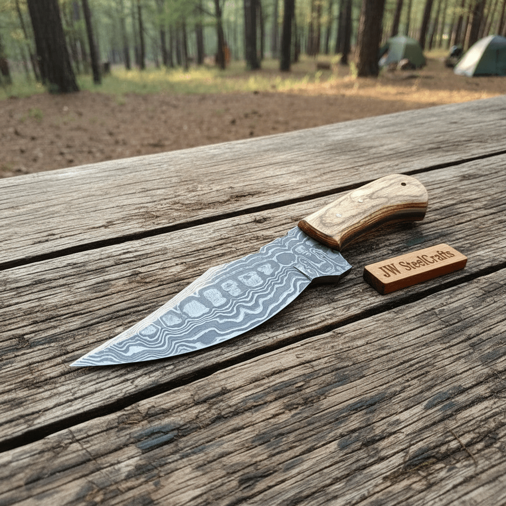 Custom Made Skinner Knife with Premium Wood Handle – Handmade Hunting Blade