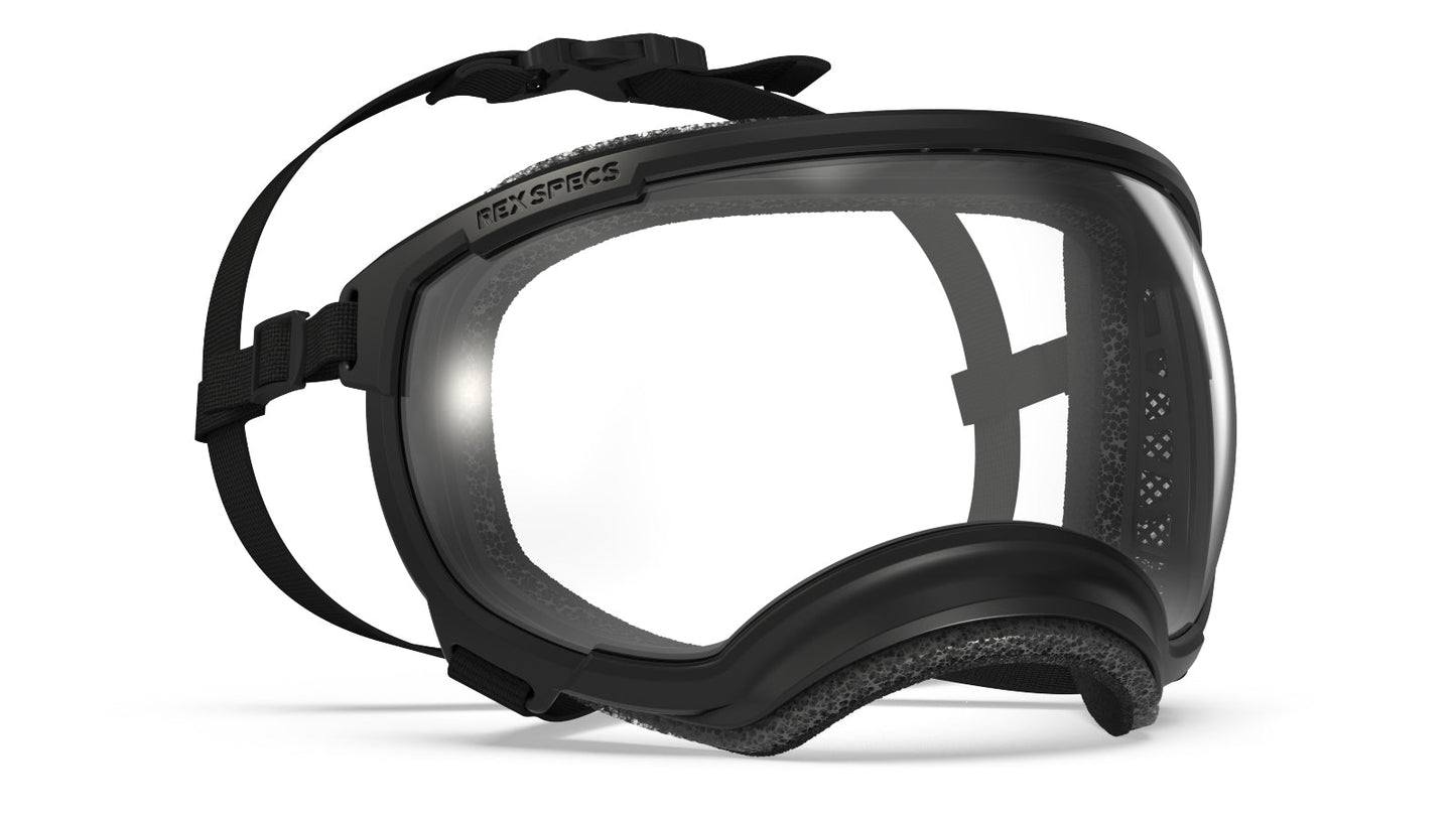 Rex Specs Goggles provide stable, secure eye protection for your dog. Rex Specs are used by professional working dogs deploying from helicopters, simple sunny day strollers, bird flushing hunting dogs and motorcycle-riding pup alike. Wherever and whatever