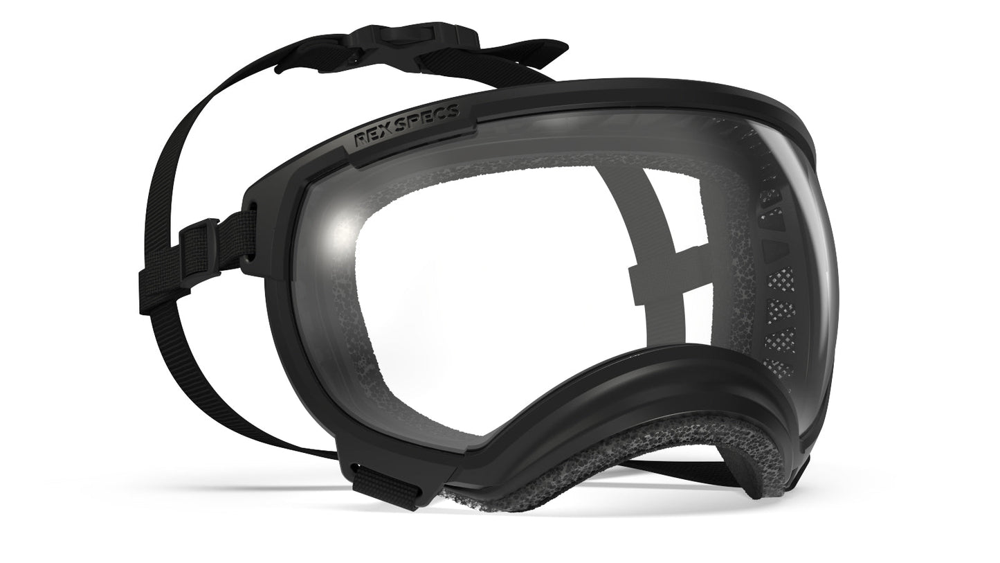 Rex Specs Goggles provide stable, secure eye protection for your dog. Rex Specs are used by professional working dogs deploying from helicopters, simple sunny day strollers, bird flushing hunting dogs and motorcycle-riding pup alike. Wherever and whatever