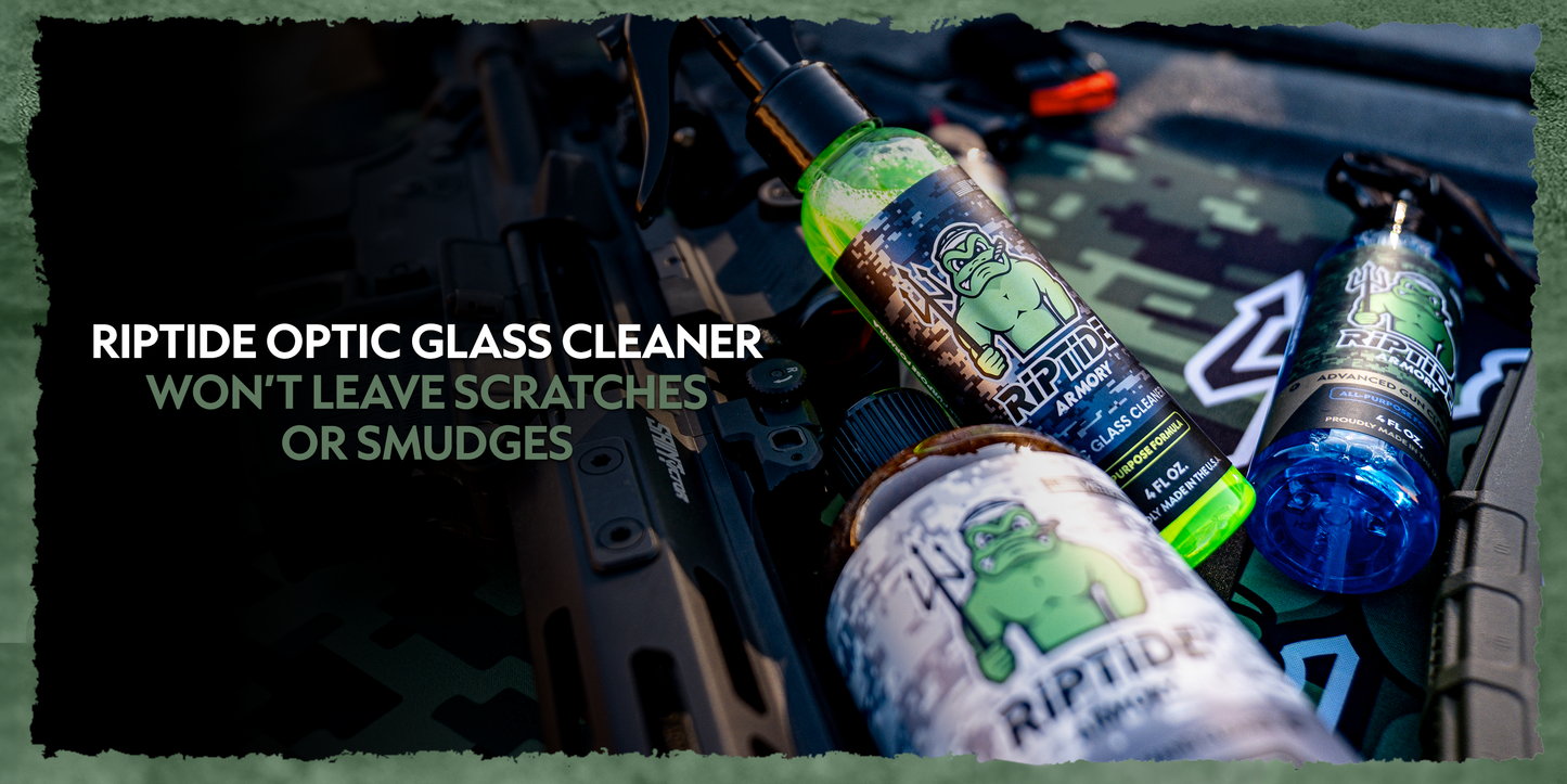 Experience the ultimate solution for pristine optic care with Riptide Armory's Optic Glass Cleaner. Crafted to perfection, this cleaner is designed to meet the meticulous needs of firearm enthusiasts, offering a level of detailing precision that surpasses