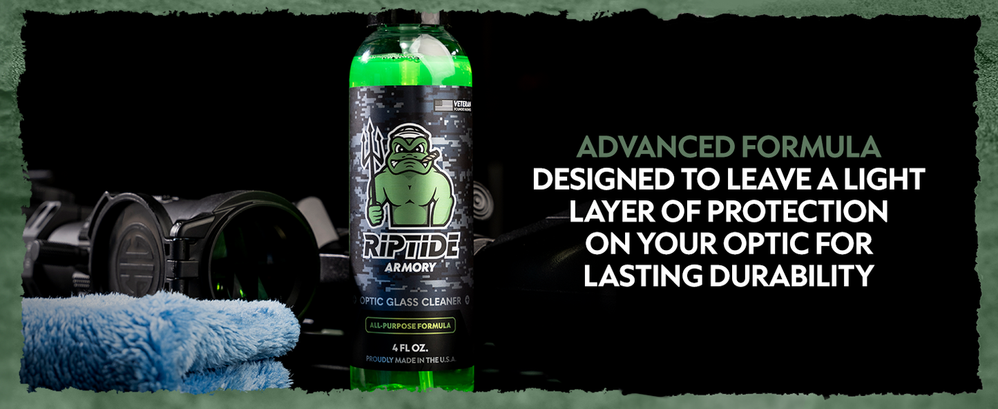 Experience the ultimate solution for pristine optic care with Riptide Armory's Optic Glass Cleaner. Crafted to perfection, this cleaner is designed to meet the meticulous needs of firearm enthusiasts, offering a level of detailing precision that surpasses