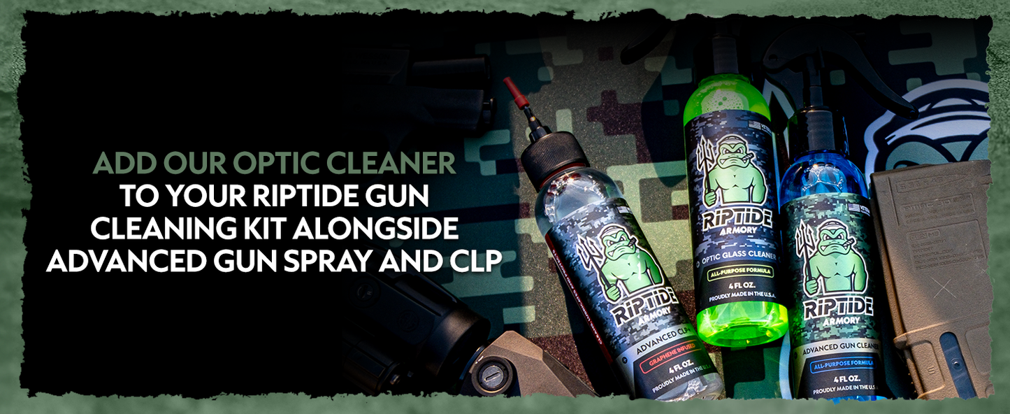 Experience the ultimate solution for pristine optic care with Riptide Armory's Optic Glass Cleaner. Crafted to perfection, this cleaner is designed to meet the meticulous needs of firearm enthusiasts, offering a level of detailing precision that surpasses