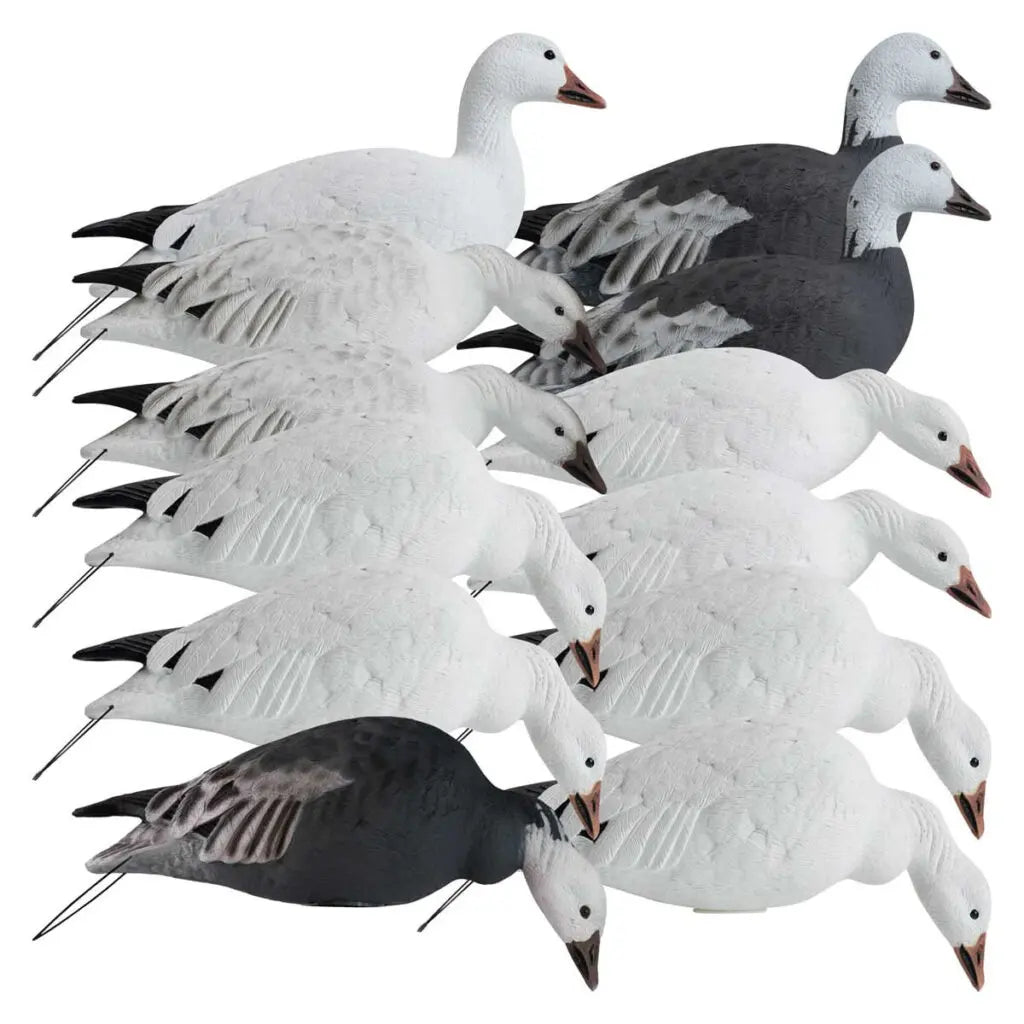 Every detail, feature, and function of Hardcore’s Rugged Series Full Body Snow and Blue goose decoys will change the way you snow goose hunt: forever. Three unique anatomically correct one-piece poses, aligned with Hardcore’s FowlFlex™ Technology create a