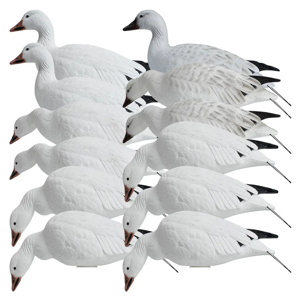 Every detail, feature, and function of Hardcore’s Rugged Series Full Body Snow and Blue goose decoys will change the way you snow goose hunt: forever. Three unique anatomically correct one-piece poses, aligned with Hardcore’s FowlFlex™ Technology create a