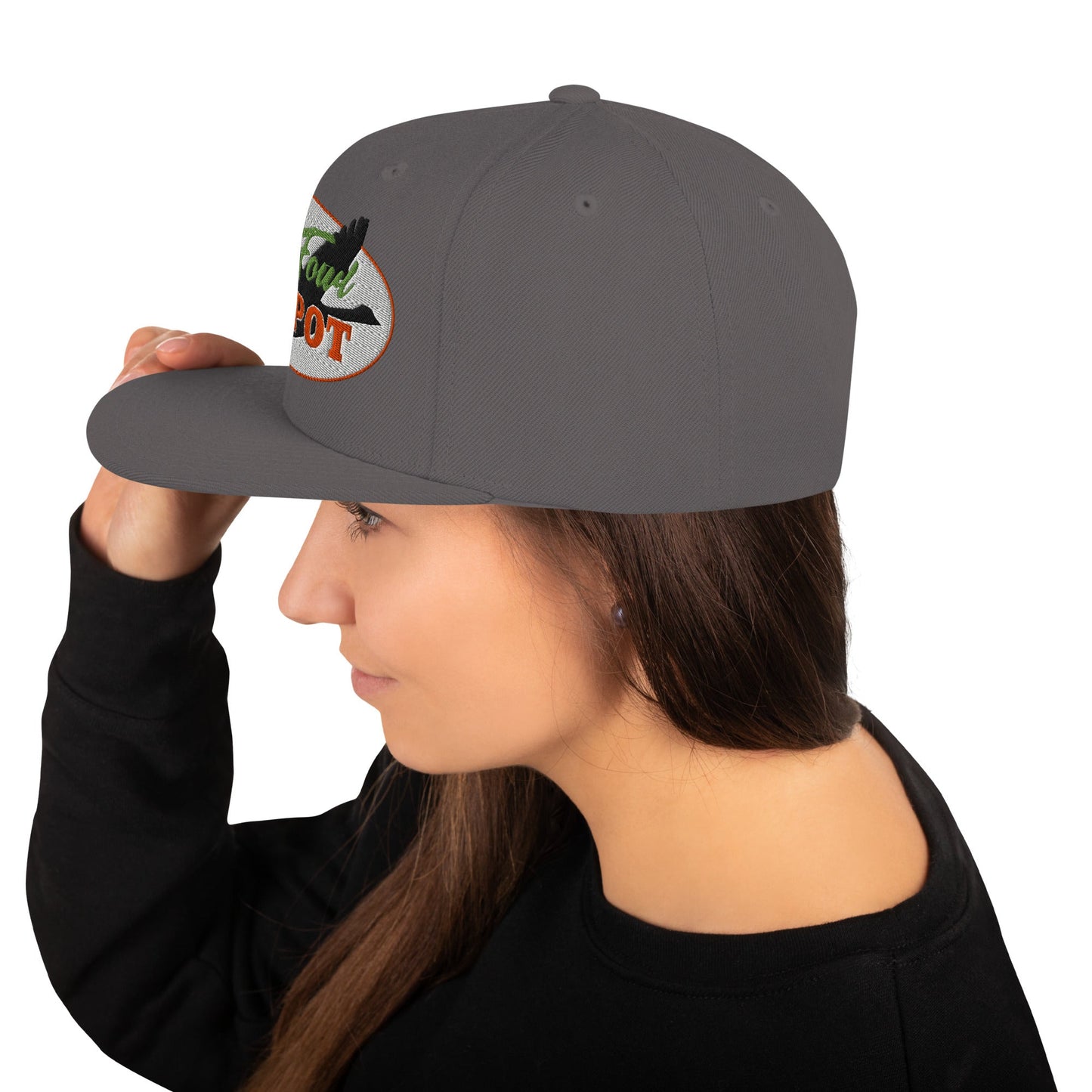 This hat is structured with a classic fit, flat brim, and full buckram. The adjustable snap closure makes it a comfortable, one-size-fits-most hat. • 80% acrylic, 20% wool • Green Camo is 60% cotton, 40% polyester • Structured, 6-panel, high-profile • 6 e
