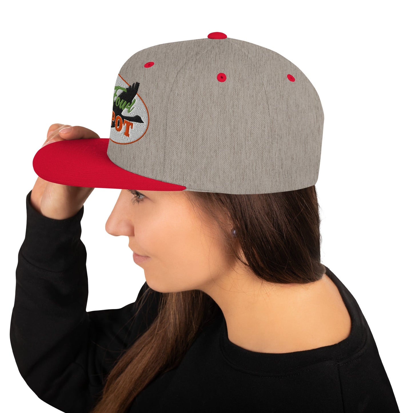 This hat is structured with a classic fit, flat brim, and full buckram. The adjustable snap closure makes it a comfortable, one-size-fits-most hat. • 80% acrylic, 20% wool • Green Camo is 60% cotton, 40% polyester • Structured, 6-panel, high-profile • 6 e
