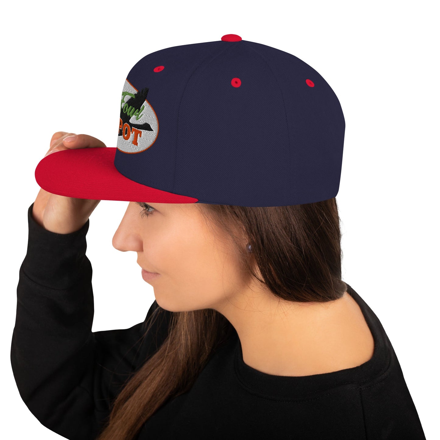 This hat is structured with a classic fit, flat brim, and full buckram. The adjustable snap closure makes it a comfortable, one-size-fits-most hat. • 80% acrylic, 20% wool • Green Camo is 60% cotton, 40% polyester • Structured, 6-panel, high-profile • 6 e