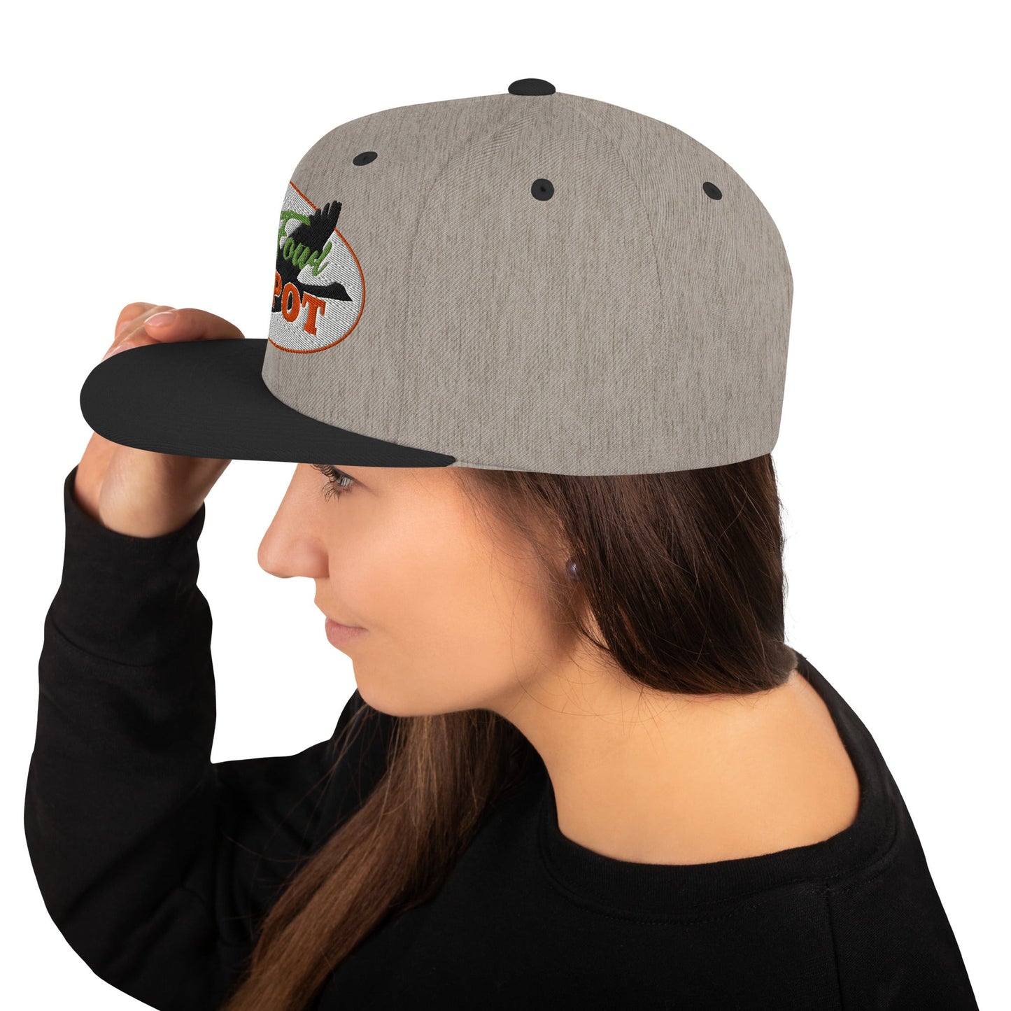 This hat is structured with a classic fit, flat brim, and full buckram. The adjustable snap closure makes it a comfortable, one-size-fits-most hat. • 80% acrylic, 20% wool • Green Camo is 60% cotton, 40% polyester • Structured, 6-panel, high-profile • 6 e