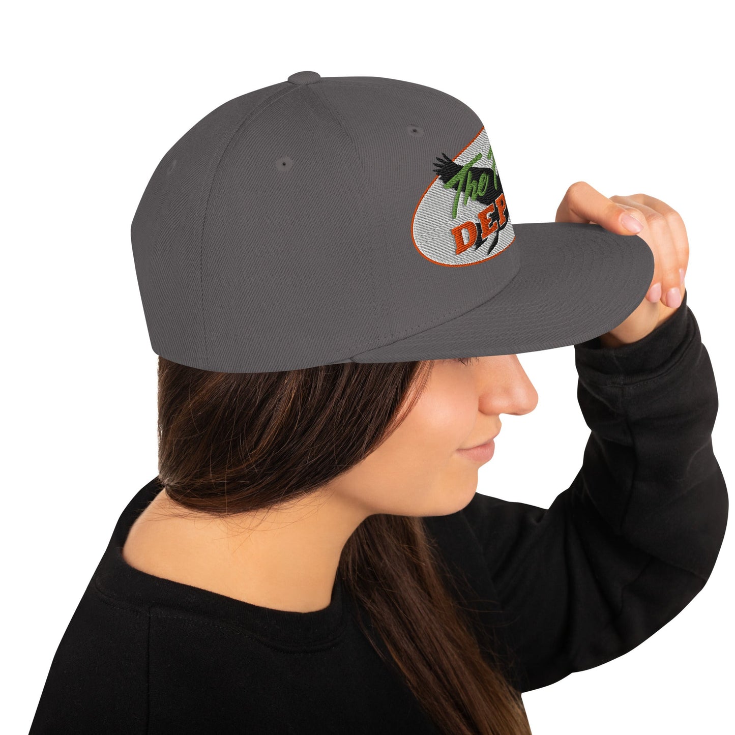 This hat is structured with a classic fit, flat brim, and full buckram. The adjustable snap closure makes it a comfortable, one-size-fits-most hat. • 80% acrylic, 20% wool • Green Camo is 60% cotton, 40% polyester • Structured, 6-panel, high-profile • 6 e