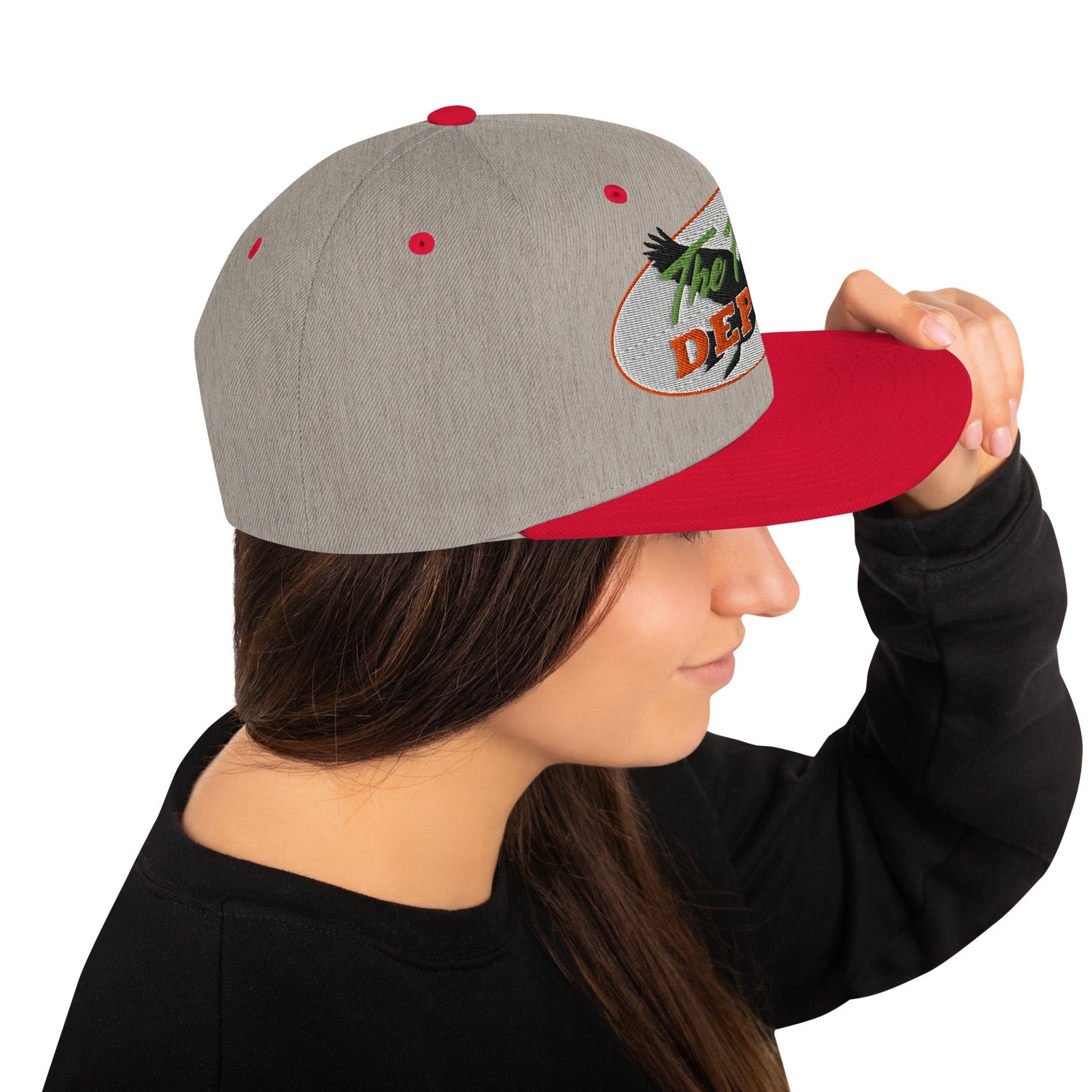 This hat is structured with a classic fit, flat brim, and full buckram. The adjustable snap closure makes it a comfortable, one-size-fits-most hat. • 80% acrylic, 20% wool • Green Camo is 60% cotton, 40% polyester • Structured, 6-panel, high-profile • 6 e