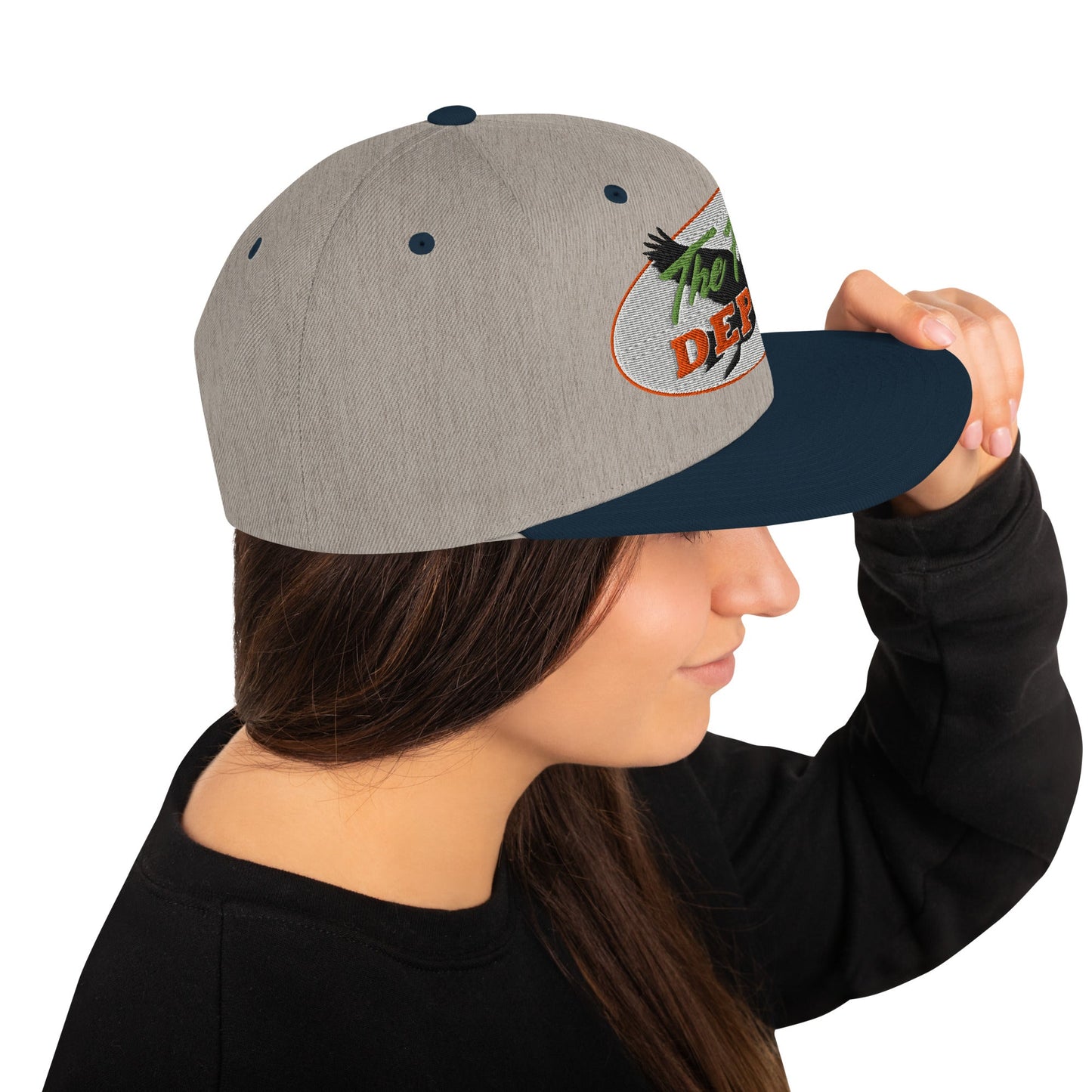 This hat is structured with a classic fit, flat brim, and full buckram. The adjustable snap closure makes it a comfortable, one-size-fits-most hat. • 80% acrylic, 20% wool • Green Camo is 60% cotton, 40% polyester • Structured, 6-panel, high-profile • 6 e