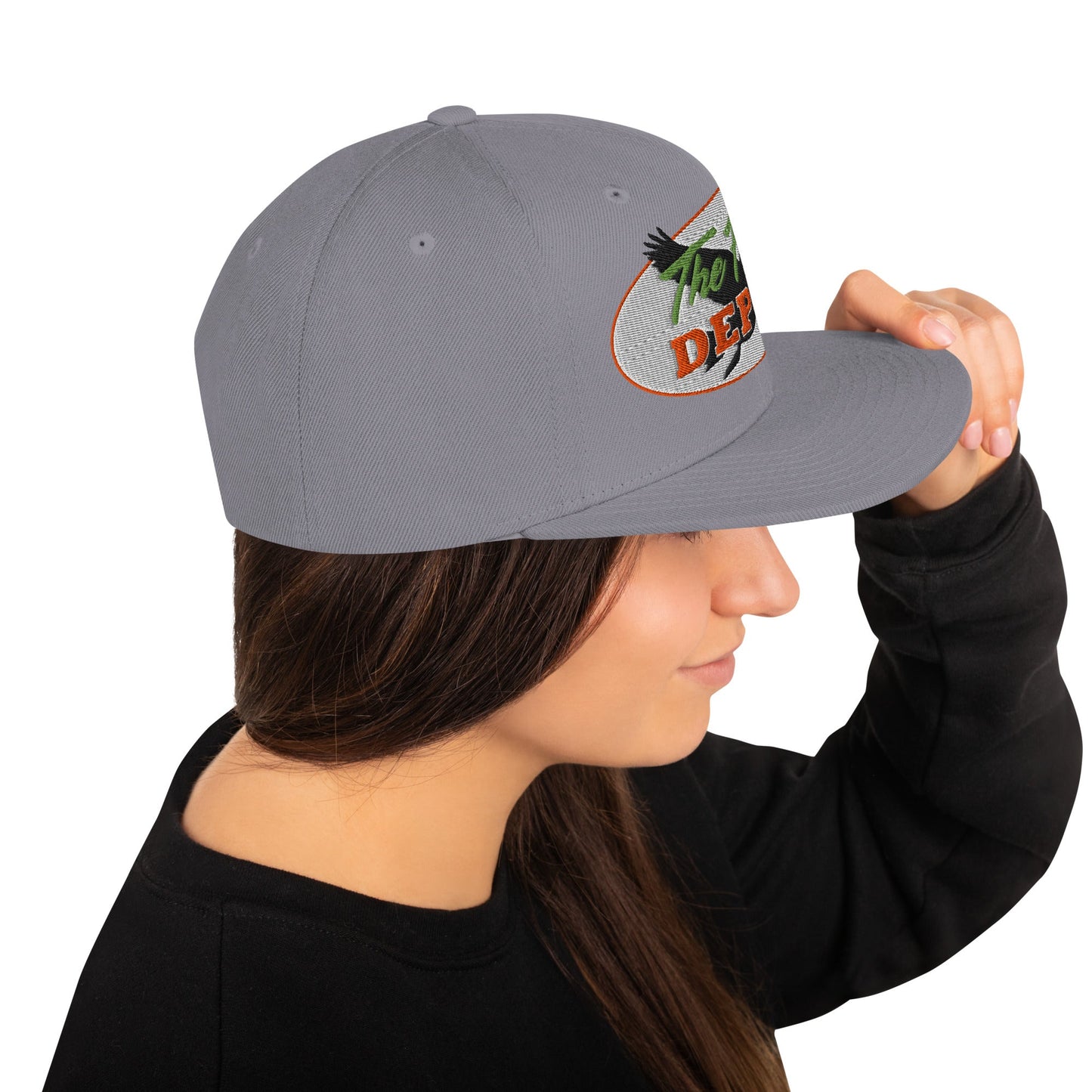 This hat is structured with a classic fit, flat brim, and full buckram. The adjustable snap closure makes it a comfortable, one-size-fits-most hat. • 80% acrylic, 20% wool • Green Camo is 60% cotton, 40% polyester • Structured, 6-panel, high-profile • 6 e