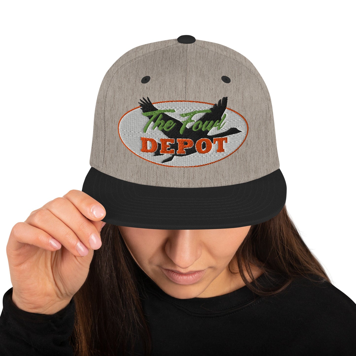 This hat is structured with a classic fit, flat brim, and full buckram. The adjustable snap closure makes it a comfortable, one-size-fits-most hat. • 80% acrylic, 20% wool • Green Camo is 60% cotton, 40% polyester • Structured, 6-panel, high-profile • 6 e
