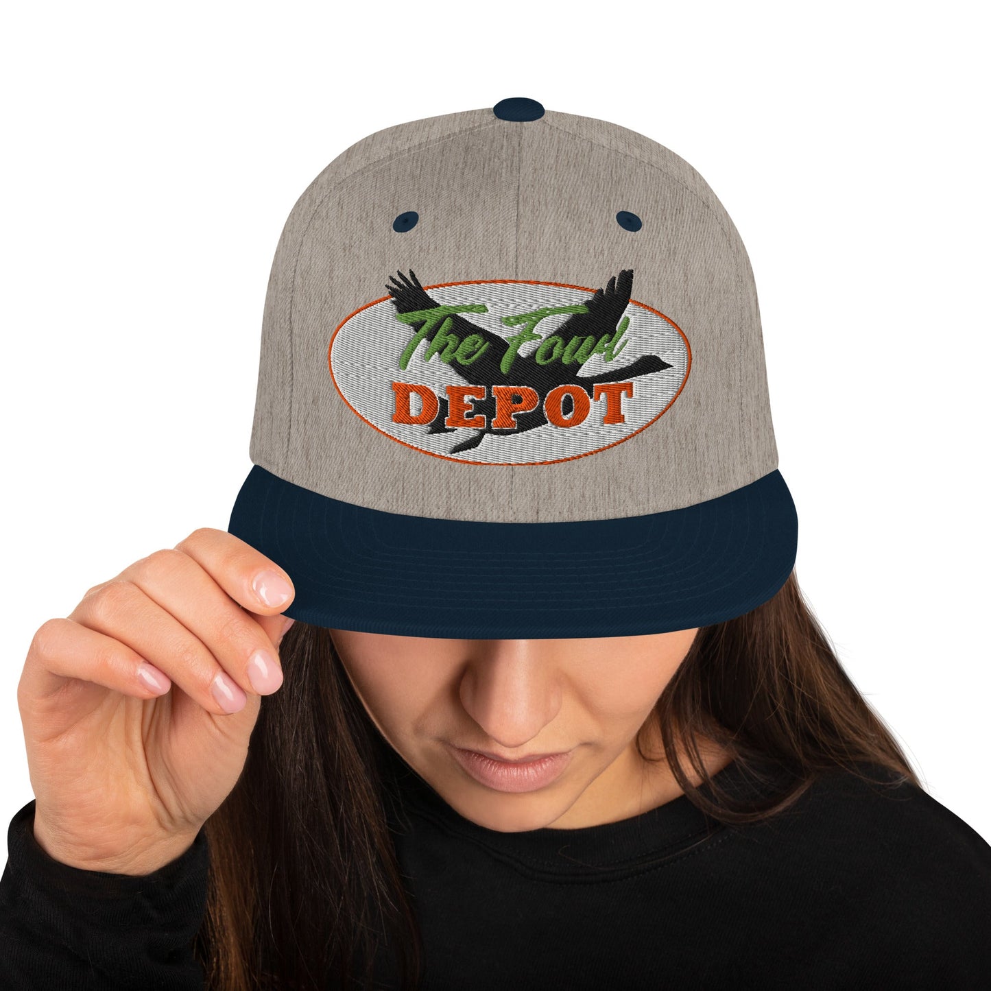 This hat is structured with a classic fit, flat brim, and full buckram. The adjustable snap closure makes it a comfortable, one-size-fits-most hat. • 80% acrylic, 20% wool • Green Camo is 60% cotton, 40% polyester • Structured, 6-panel, high-profile • 6 e