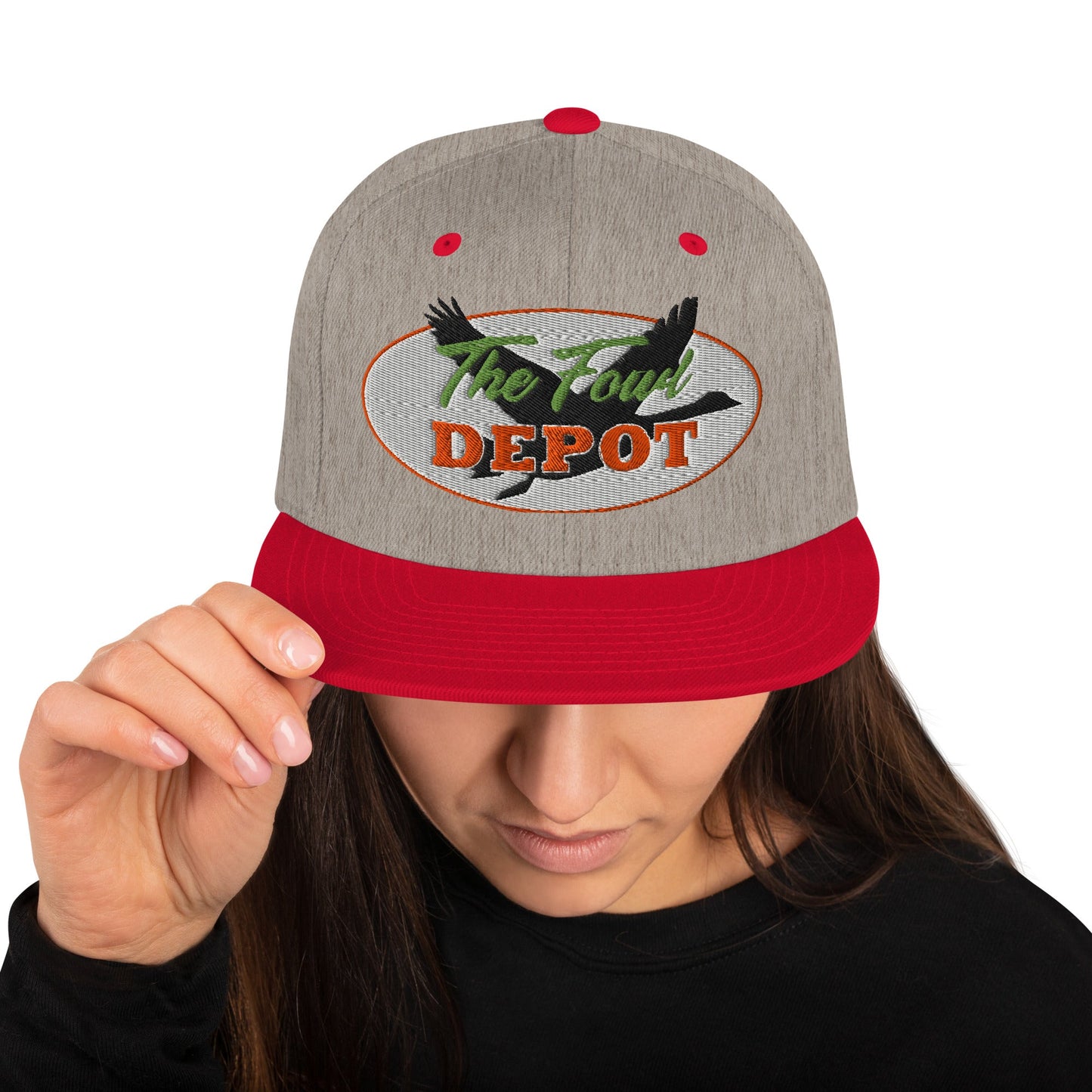 This hat is structured with a classic fit, flat brim, and full buckram. The adjustable snap closure makes it a comfortable, one-size-fits-most hat. • 80% acrylic, 20% wool • Green Camo is 60% cotton, 40% polyester • Structured, 6-panel, high-profile • 6 e