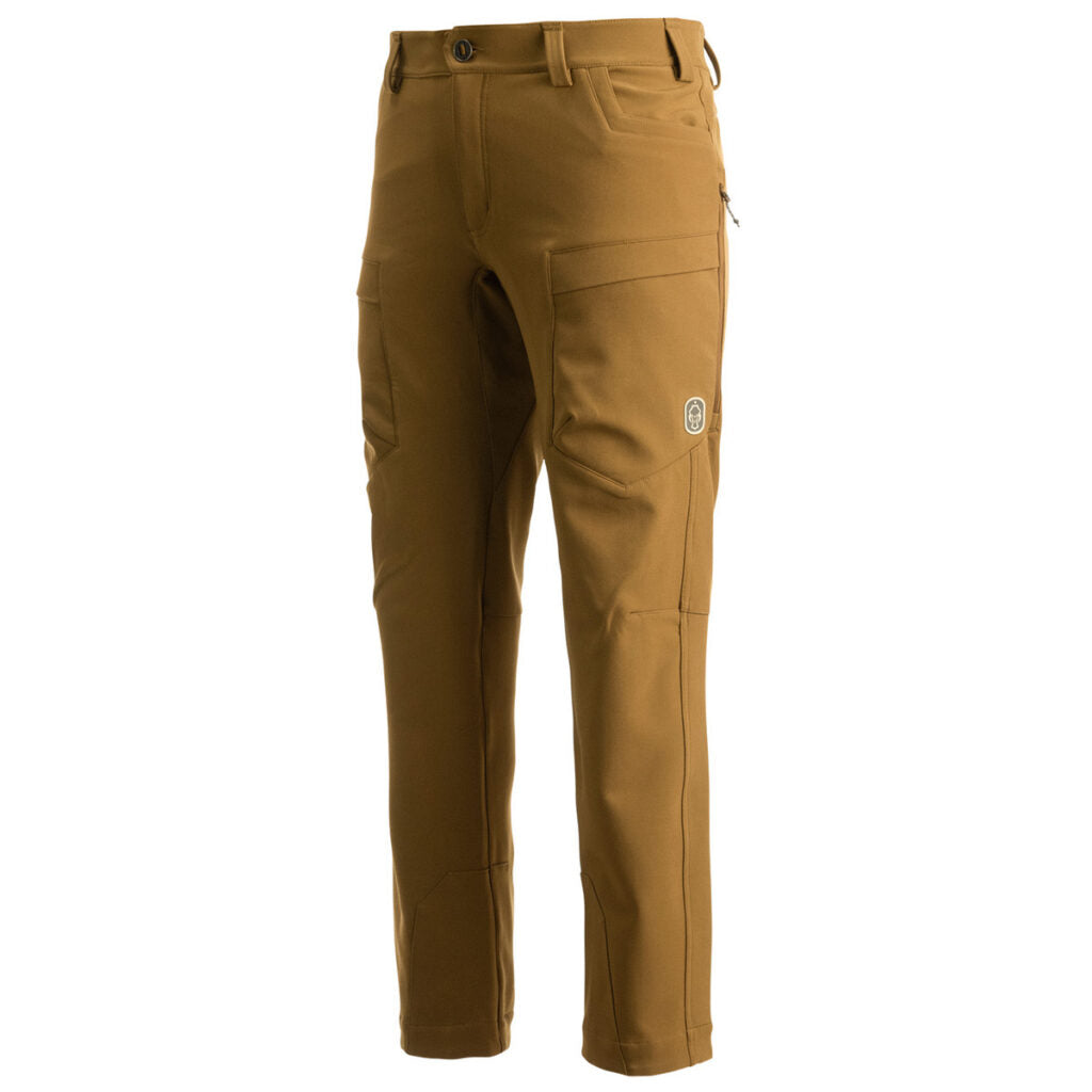 The new Softshell Pant is perfectly engineered with tech-savvy features including side seam vent zippers that can be opened for cooling down when midday temps peak, or during laborious hikes in and out. The gusseted crotch and articulated knees offer outs
