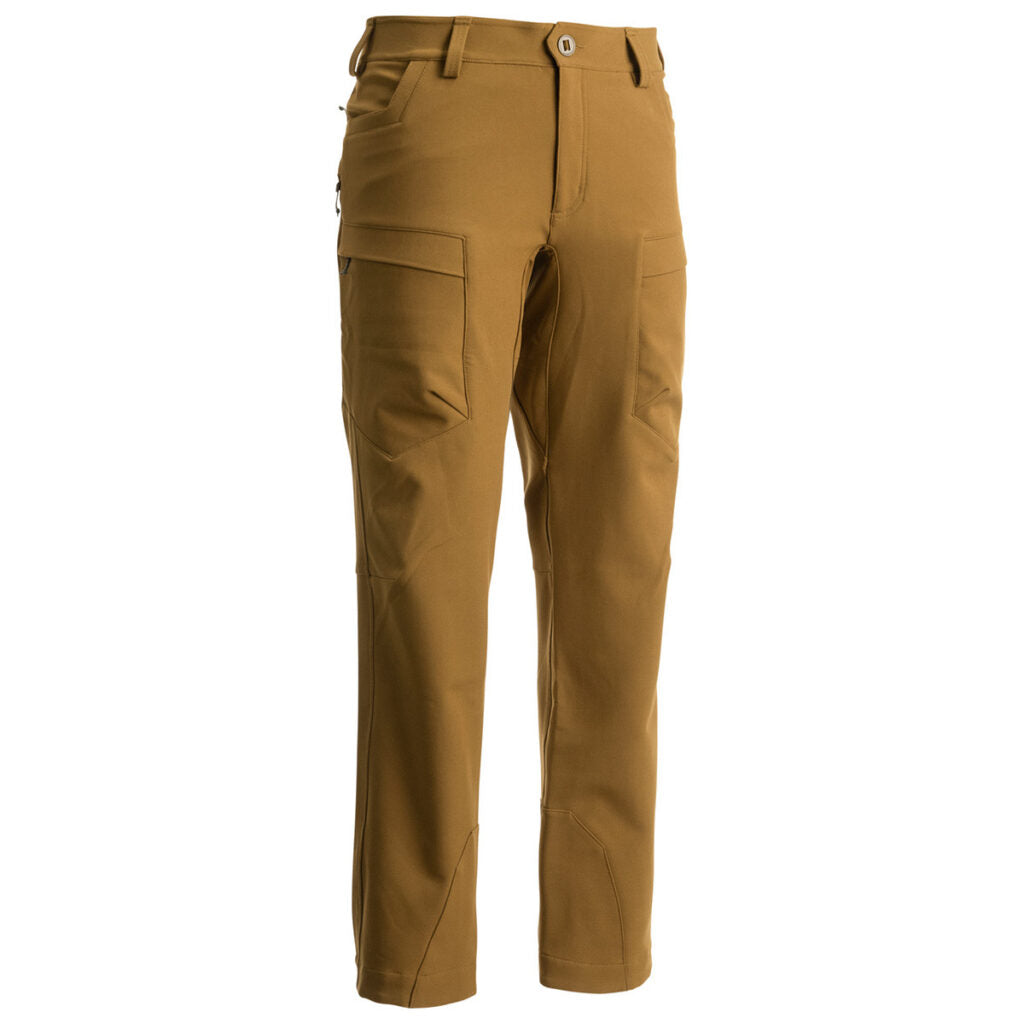 The new Softshell Pant is perfectly engineered with tech-savvy features including side seam vent zippers that can be opened for cooling down when midday temps peak, or during laborious hikes in and out. The gusseted crotch and articulated knees offer outs