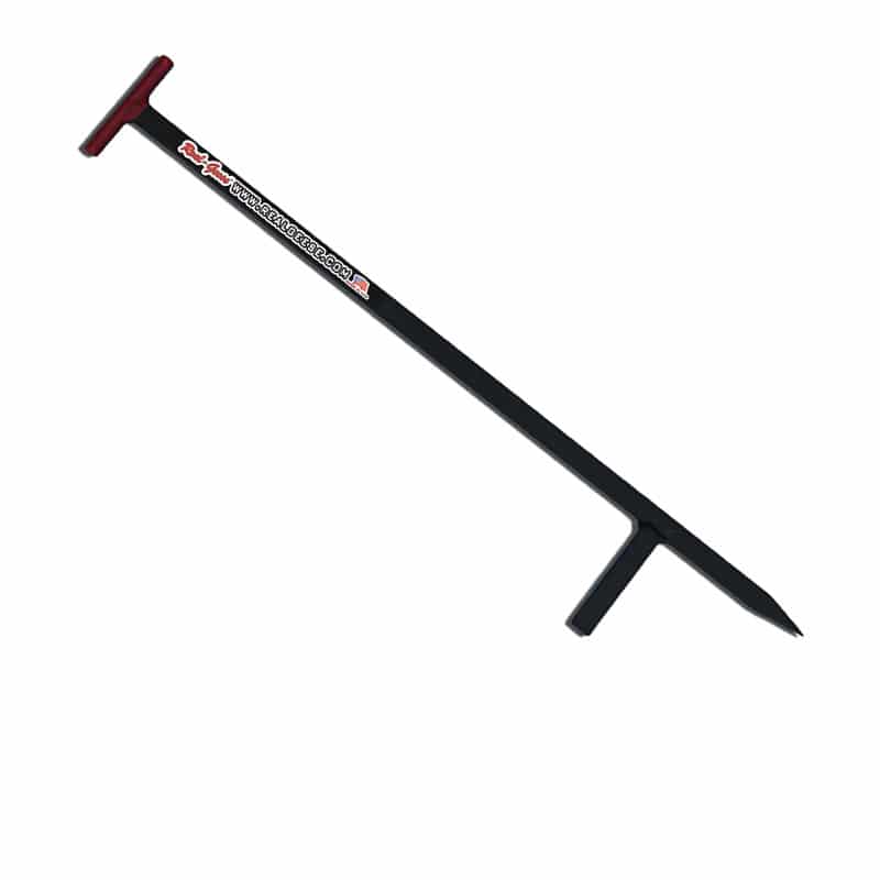 Our silhouette decoy Stake Hole Punch is designed to be used in hard or lightly frozen ground. By holding the “T” handle and stepping on the foot peg, a stake-sized hole is produced. The simple design allows for quick decoy placement by punching a hole th