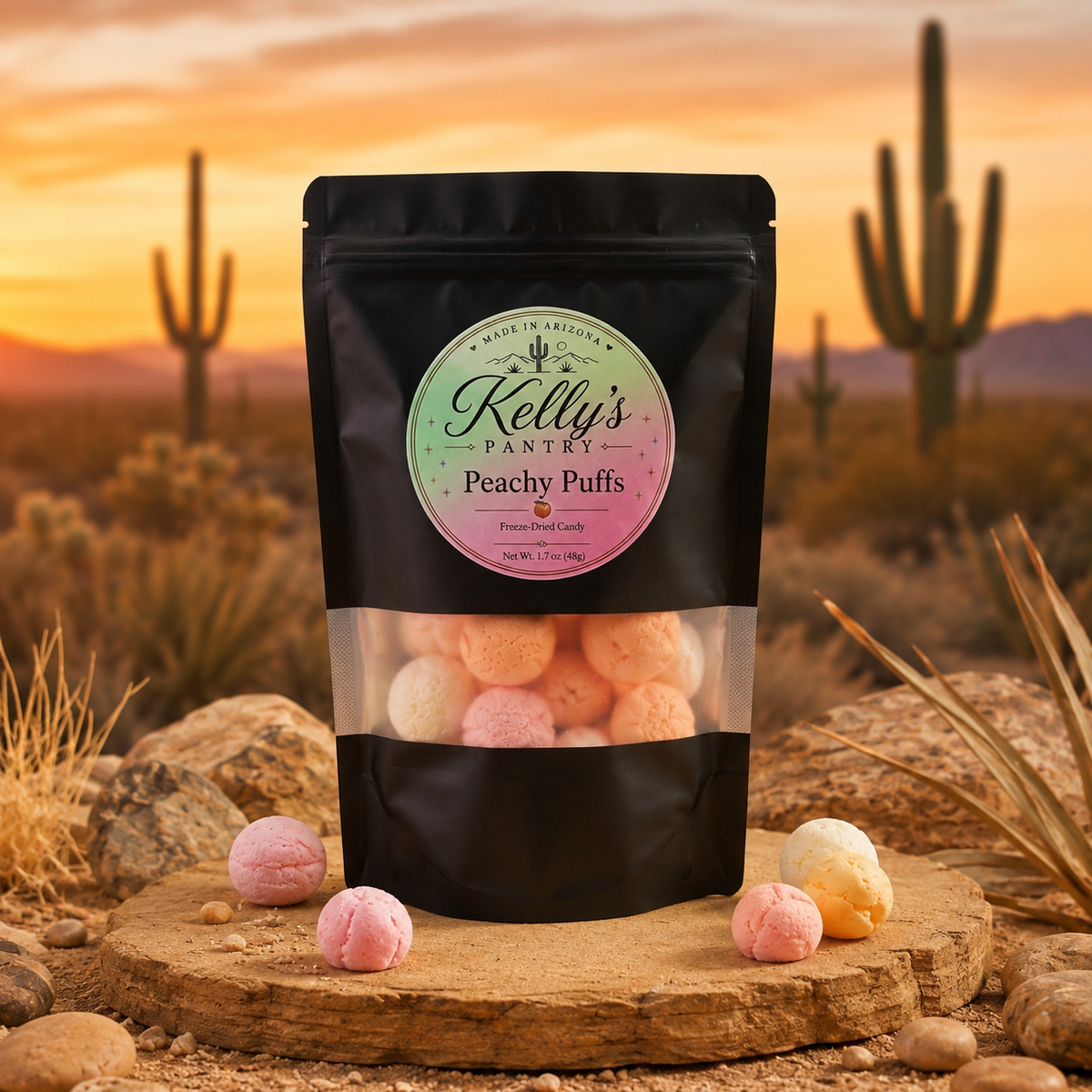 Peachy Puffs Freeze-Dried Peach Gummy Candy