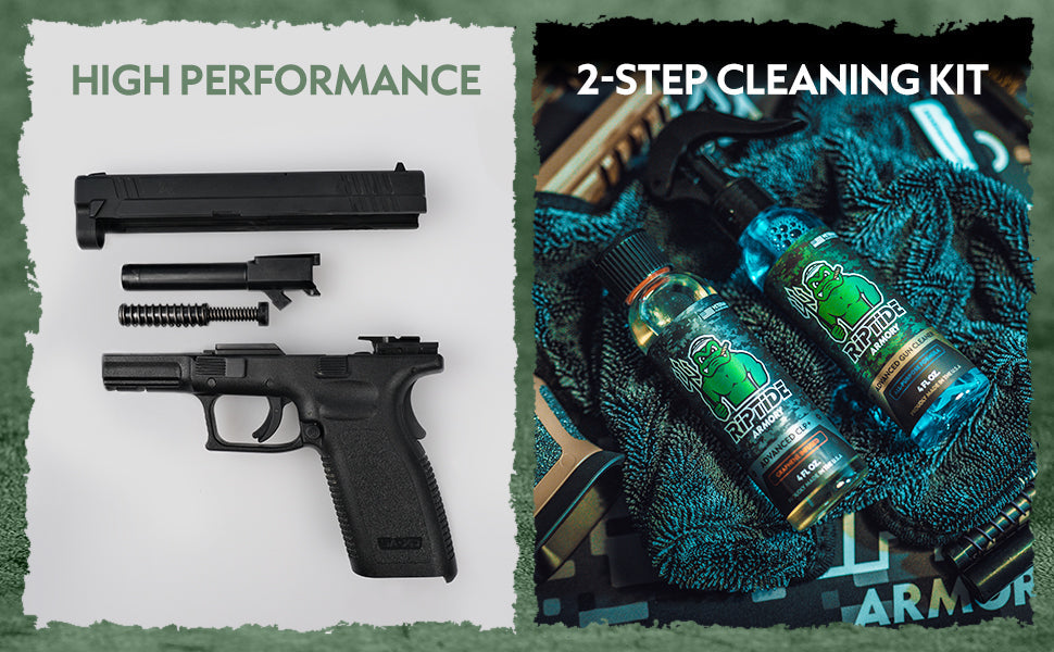 Riptide Armory Advanced Gun Cleaner & CLP+ Graphene 4oz 2 Step Kit - Cleans, Lubes, Protects Targeted Long-Lasting Formula - Nano Coat Technology - Veteran Owned & Formulated by Former US Navy Seal MOST ADVANCED FORMULATIONS! This high-performance, 2-step