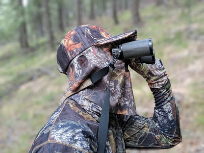 One Size Fits Most SM-XL (Hat size 6 to 8, 54-63cm) Adjustable Velcro Closure Premium Camo Hats w/a Built-in Face MaskQuikCamoThe Fowl Depot2-in-1 FRONT Face Mask and Camo Hat for Duck Hunting