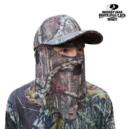One Size Fits Most SM-XL (Hat size 6 to 8, 54-63cm) Adjustable Velcro Closure Premium Camo Hats w/a Built-in Face MaskQuikCamoThe Fowl Depot2-in-1 FRONT Face Mask and Camo Hat for Duck Hunting