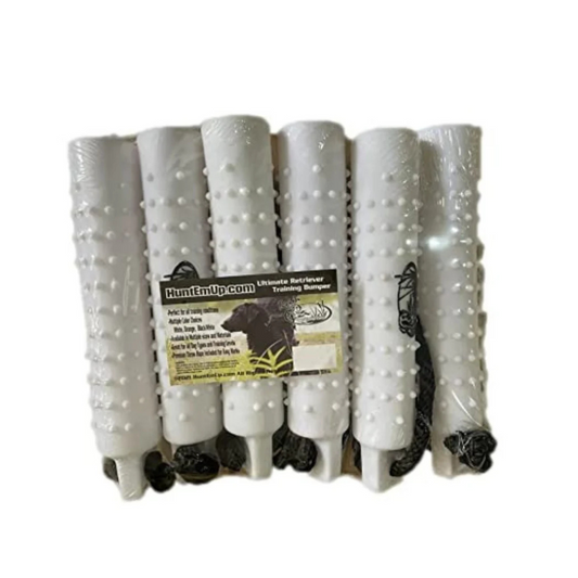 HuntEmUp Large Plastic Dog Training Bumper with Throw Rope and Air Valve White 6pc