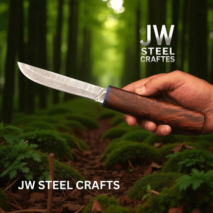 3-Piece Handmade Knife Set — 5-Inch Damascus Utility Blades with Rosewood Handles & Interlocking Scabbard