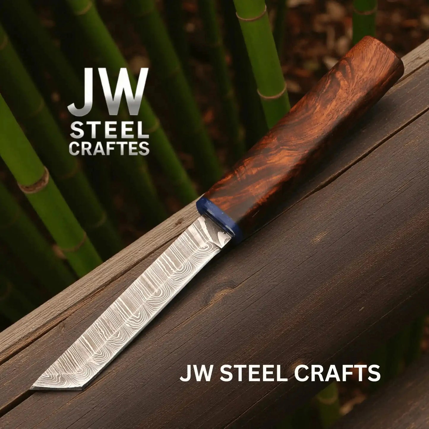 3-Piece Handmade Knife Set — 5-Inch Damascus Utility Blades with Rosewood Handles & Interlocking Scabbard