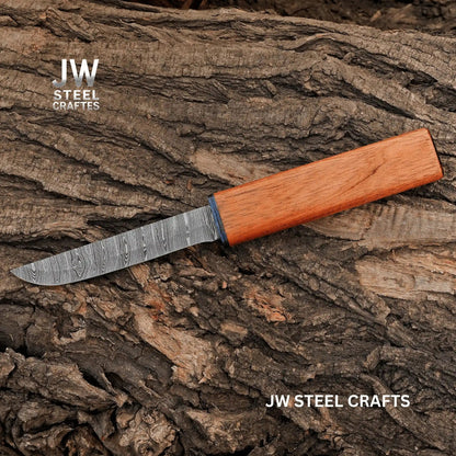 3-Piece Handmade Knife Set — 5-Inch Damascus Utility Blades with Rosewood Handles & Interlocking Scabbard