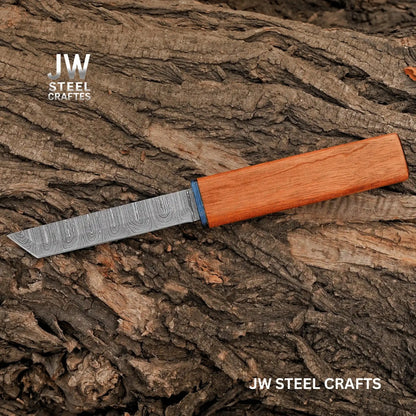 3-Piece Handmade Knife Set — 5-Inch Damascus Utility Blades with Rosewood Handles & Interlocking Scabbard