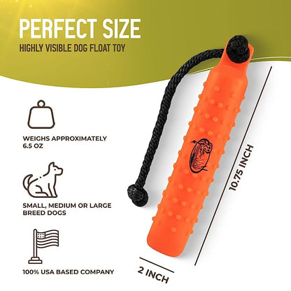 HuntEmUp Large Plastic Dog Training Bumper with Throw Rope and Air Valve White and Black 6pc