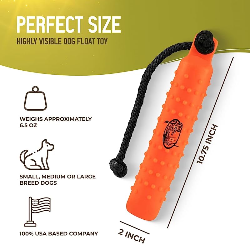 HuntEmUp Large Plastic Dog Training Bumper with Throw Rope and Air Valve  Orange 6pc