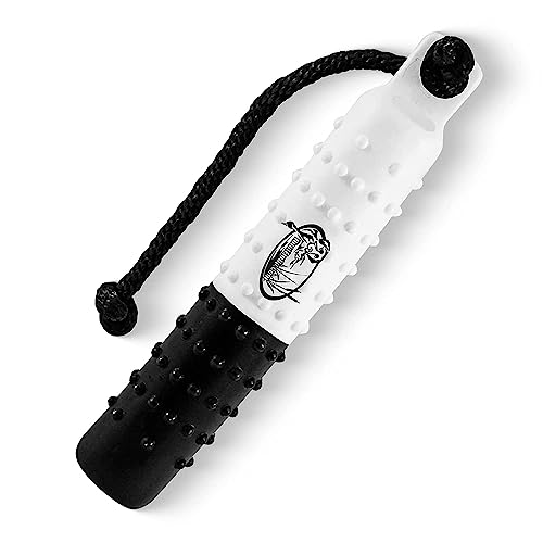 HuntEmUp Large Plastic Dog Training Bumper with Throw Rope and Air Valve White and Black 6pc