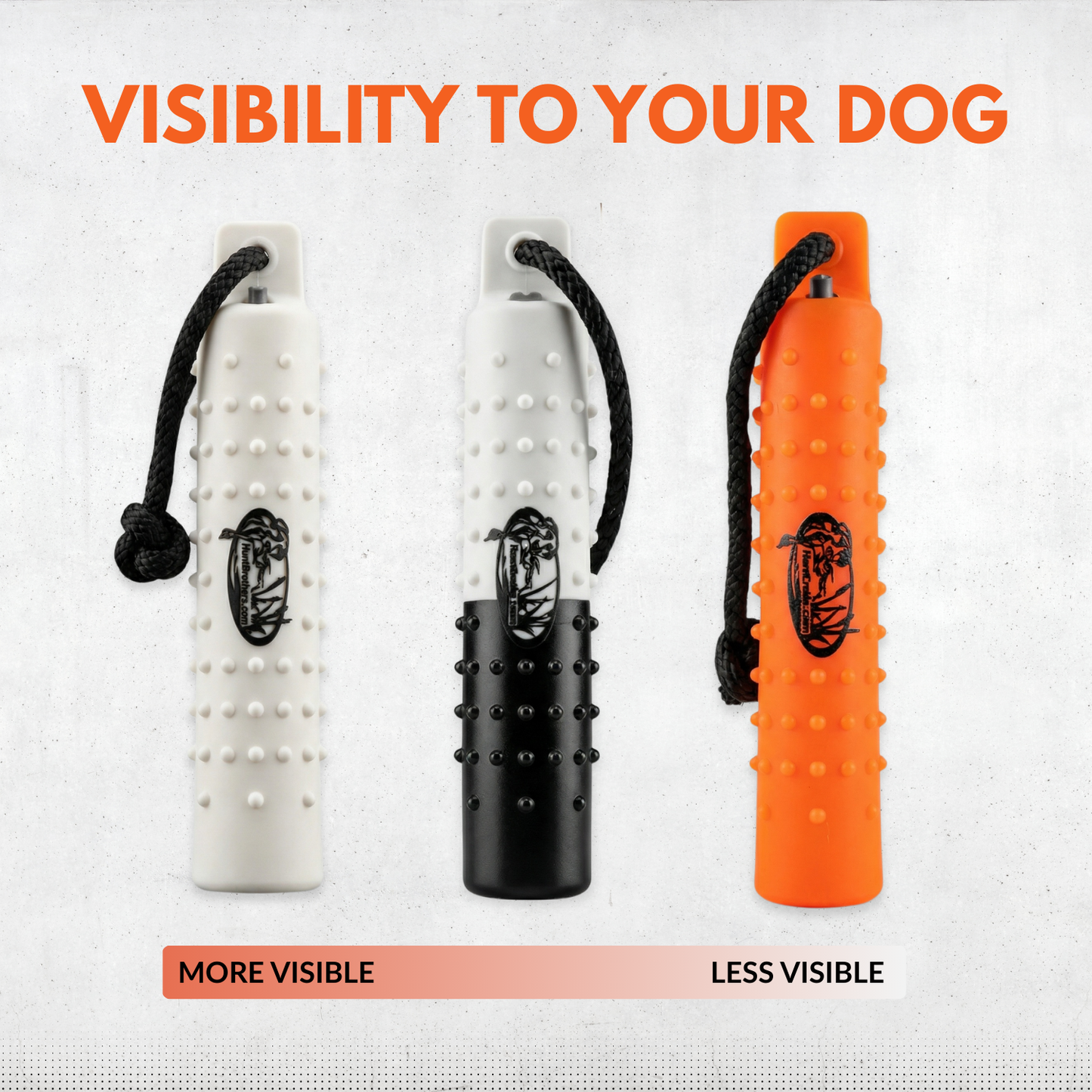 The HuntEmUp 3in Plastic Dog Training Bumper Dummy w/Valve Orange