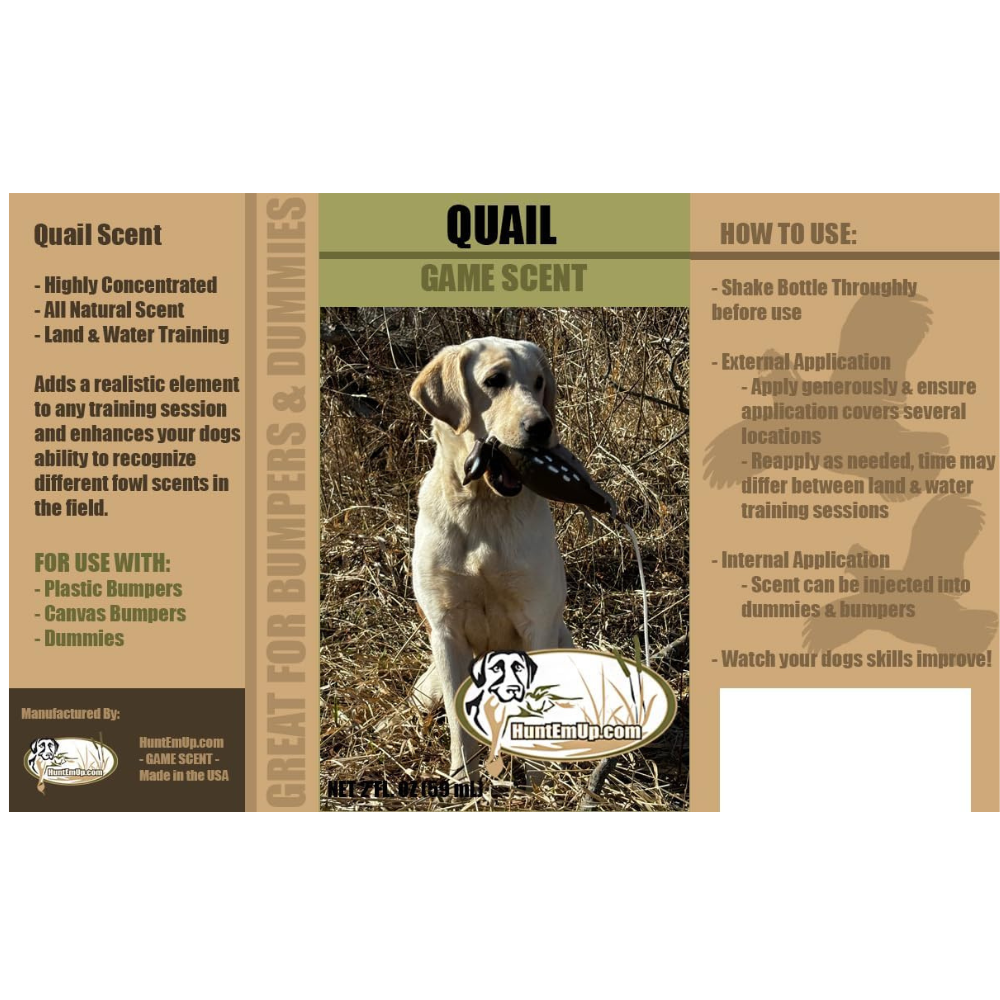 HuntEmUp Quail Dog Training Scent – Real Quail Scent for Gun Dog and Upland Training